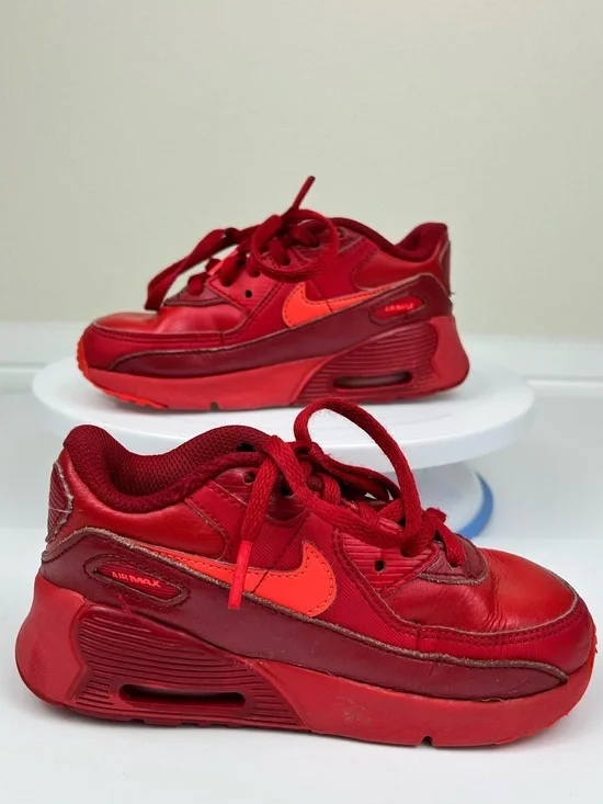 Nike Air Max 90 City Special Chicago Kids 10C Red Leather Sneakers CHI Shoes