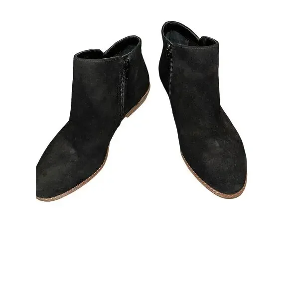 Gianni Bini Black Suede Brown 1” Heel Ankle Boots w/Zipper Women’s Size 8.5M‎