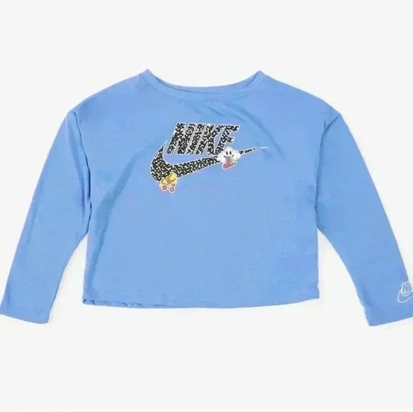 NWT Toddler Girls Nike Long Sleeve Pre-School Notebook Knit Top Size 2T Blue