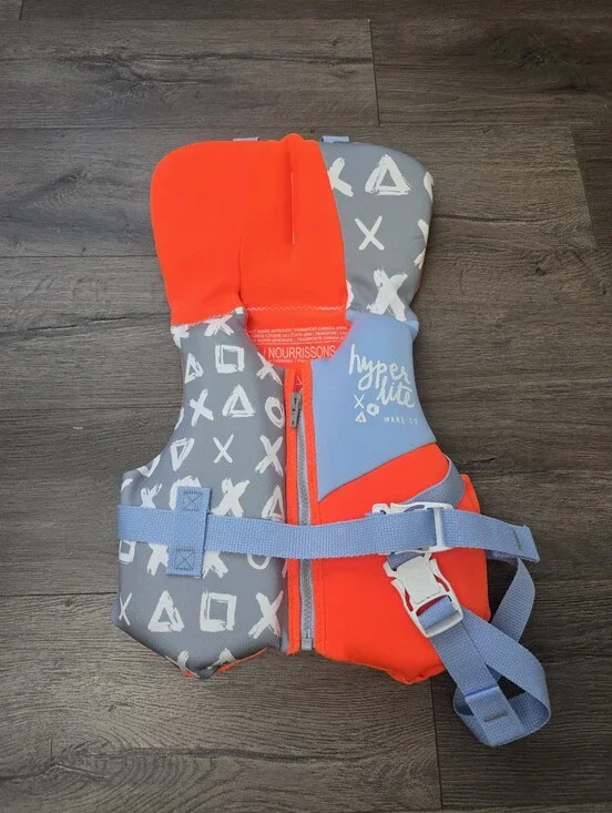 Hyperlite Wake Co. Infant Life Jacket Orange Blue Pool Beach Lake Outdoor
