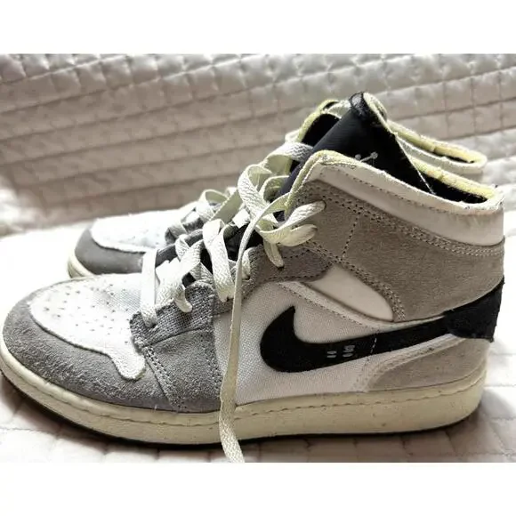 Nike Air‎ Jordan 1 Mid SE Craft GS Inside Out Cement Grey Youth Sz 5 FD9091-002