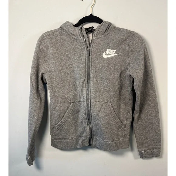 Nike Kids Heather Gray Full Zip Up Hooded Sweatshirt Boys Medium Loungewear