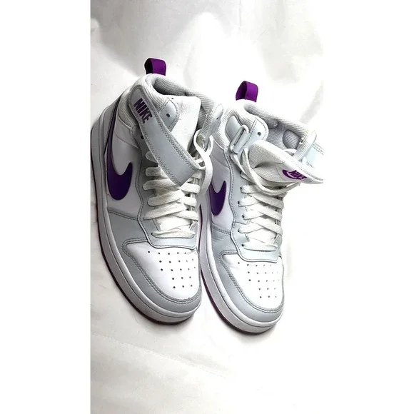 Nike Court Borough Mid 2 White/Vivid‎ Purple Kids Sneakers - 5Y