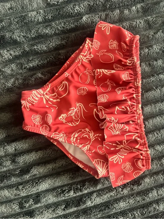 Gerber Coral Pink Seashell Print Ruffle Bikini Bottoms