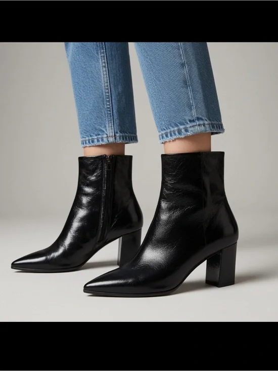 Tamara Mellon Leather Pointed Toe Ankle Boots 37.5 US7.5 NEW $595