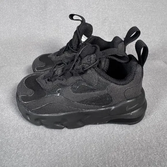 Nike Air Max 270 React Shoes Toddler Size 4C Black Triple Black CD2654-004‎ Kids