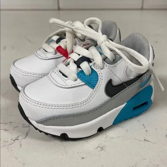 Nike Air Max 90 LTR CD6868-108 White Chlorine Blue (TD) Size 4C Worn 1-2 Times