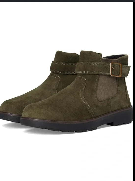 Orthofeet Scarlett boots comfort olive green suede buckle side zip 8 wide