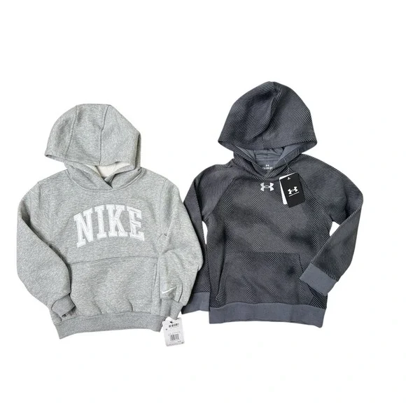 Nike‎ Under Armour Lot of 2 Sweatshirts Hoodies Youth Child Gray XXS 5/6