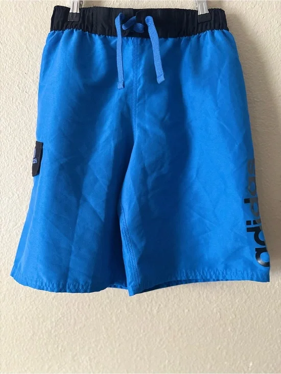 Adidas Boys Royal Blue Swim Trunks Large Mesh Lined Athletic Shorts