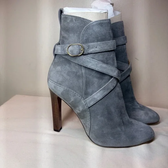 Purple Label Ralph Lauren Kourtney Gray‎ Suede Ankle Boots Italy EU 38 US 7.5-8