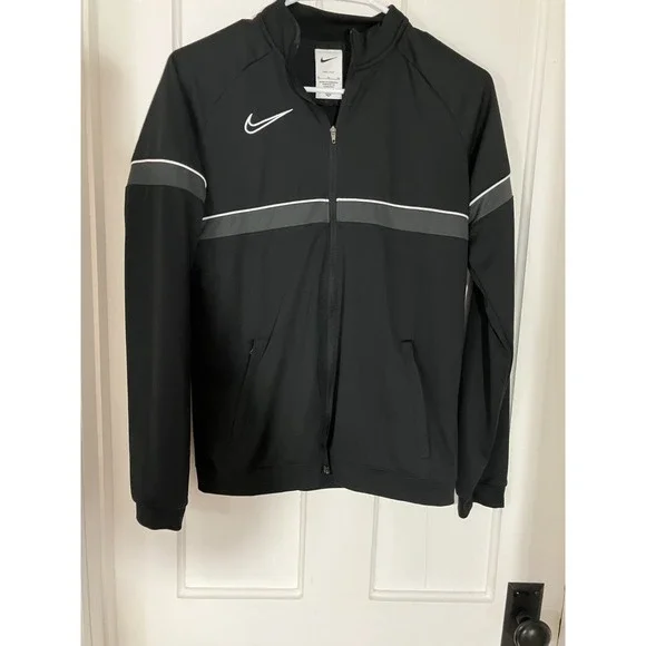 Nike Dri-Fit Full Zip Fitted Jacket YOUTH XL Black Athletic Running Gym Swoosh‎