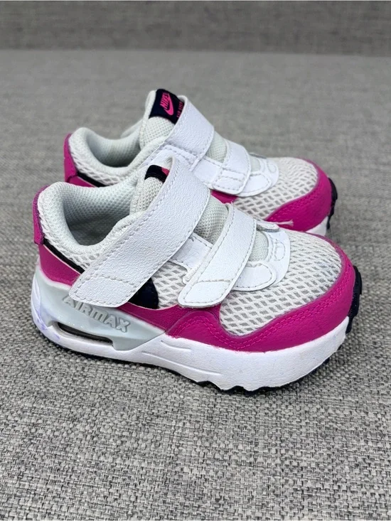 Nike Toddler Air Max SYSTM shoes in White/Fierce Pink size 5C VGUC