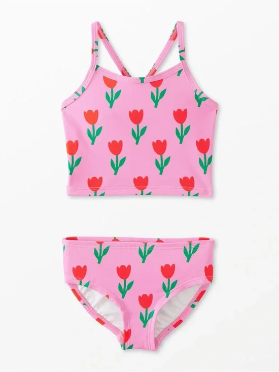 Hanna Andersson Tankini Set in Fondant Pink featuring Tulip Print