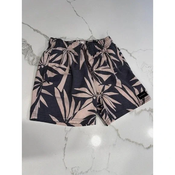 Rip Curl Party Pack Volley shorts dark palm leaf print boys small 10
