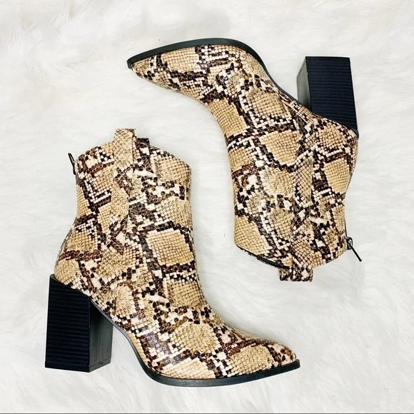 Boutique Brown Snakeskin Booties