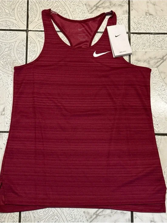 New Nike Dri-FIT Miler Singlet Tank Top Burgundy Red Kids Size Large CV2795-612
