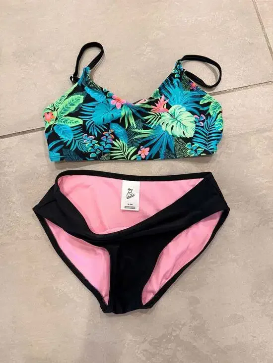 art class Girls Tropical Print Two-Piece Bikini Swimsuit Set Size XL (14)