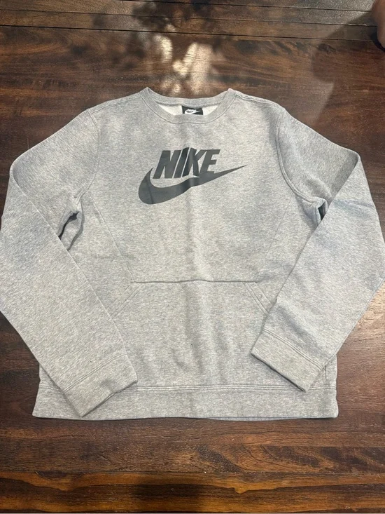 Nike Light Gray Crewneck Sweatshirt with Black Logo