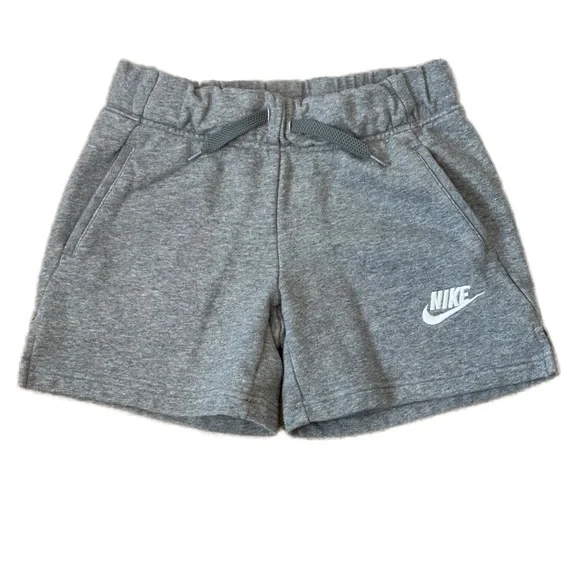 Nike Big Girls Sportswear Club French Terry Shorts Medium Embroidered Logo