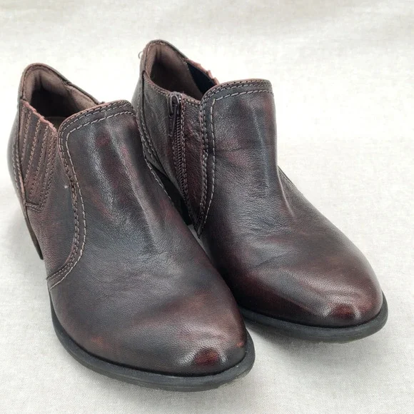 Earth Peak Peru Ankle Boots Womens 8.5 M Sunburn Brown Leather Zip Up Shoes