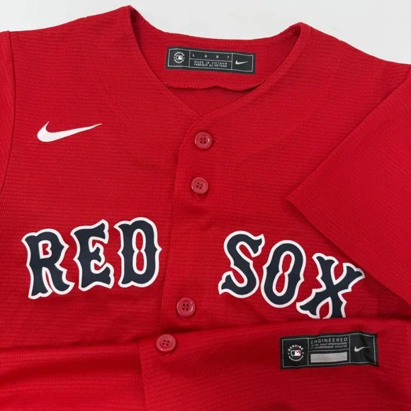 Nike Boston Red Sox MLB Baseball Jersey Red Youth Large Button Up Short Sleeve