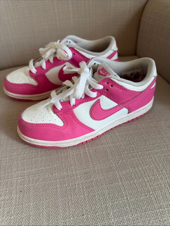 Nike Kids Dunk Low - size 2.5 Y - Pink & White Low-Top Sneakers