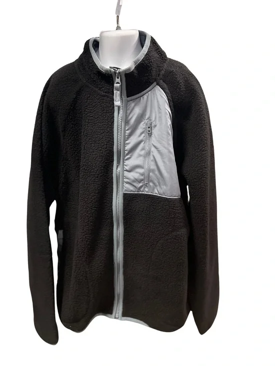 THE CHILDRENS PLACE Boys Sherpa Fleece Long Sleeve Full Zip Jacket XXL 16 Black
