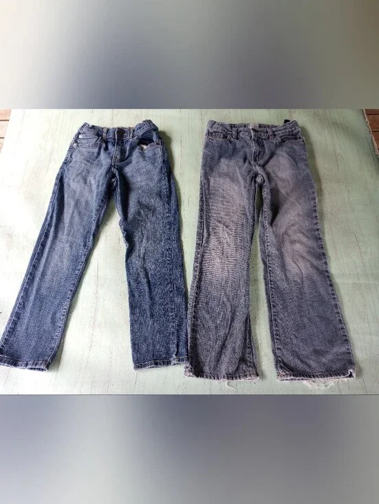 Boys Lot (2) Childrens Place Bootcut/Straight Denim Jeans Size 8 Adjustable Wais