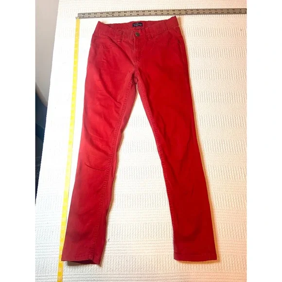 The Childrens Place Girls Red Stretch Jeggings Size 14 Slim Fit Heart Pockets