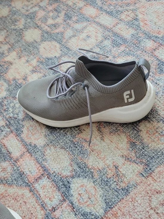 FootJoy Gray Knit Lace-Up Golf Sneaker with White Midsole