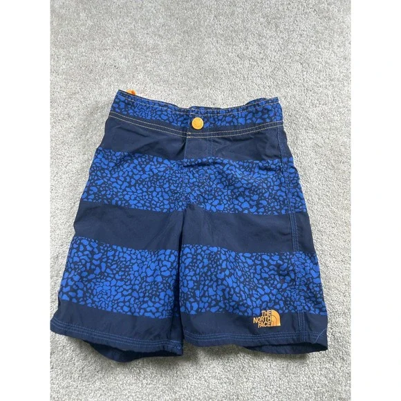 North Face Shorts Boys XS 6 Blue Black Swim Trunks‎ Adjustable Waist Quick Dry