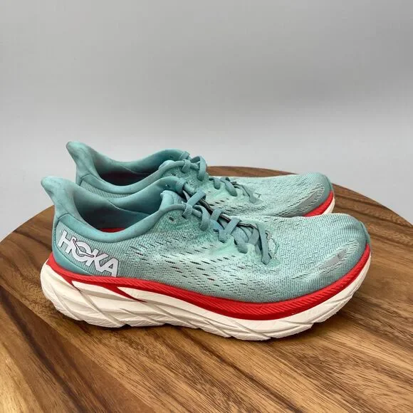 Hoka One One Clifton 8 Shoes Womens Size 6.5 B Aqua Running Comfort Walking Gym