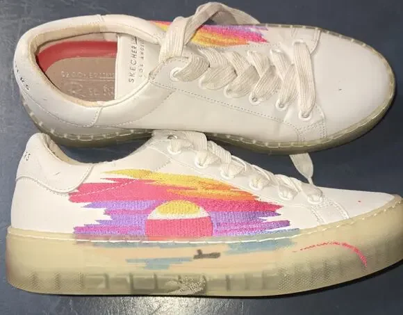 Skechers Rise Fit Womens 9 Street Los Angeles Sneakers 73592 White Multicolor