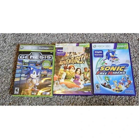 Xbox 360 Game Bundle, Sonic Free‎ Riders, Platinum Hits Sonic, Kinect Adventures