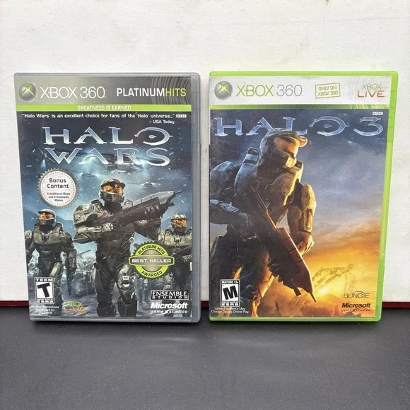Halo Wars Platinum Hits + Halo‎ 3 Xbox 360 CIB Complete Lot Microsoft Bungie