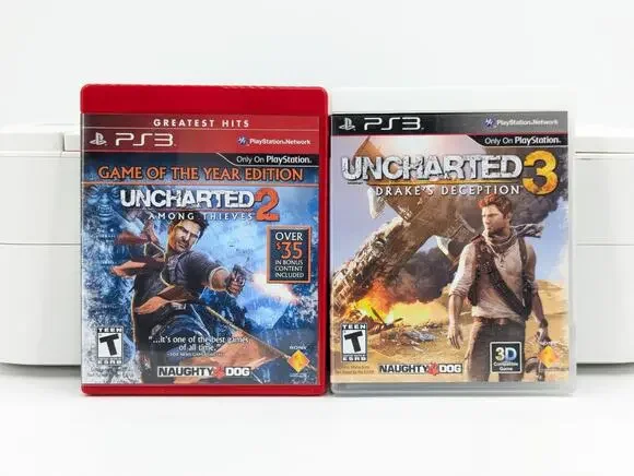 PS3 PlayStation 3 Uncharted 2 Amoung Thieves & Uncharted 3 Drakes Deception