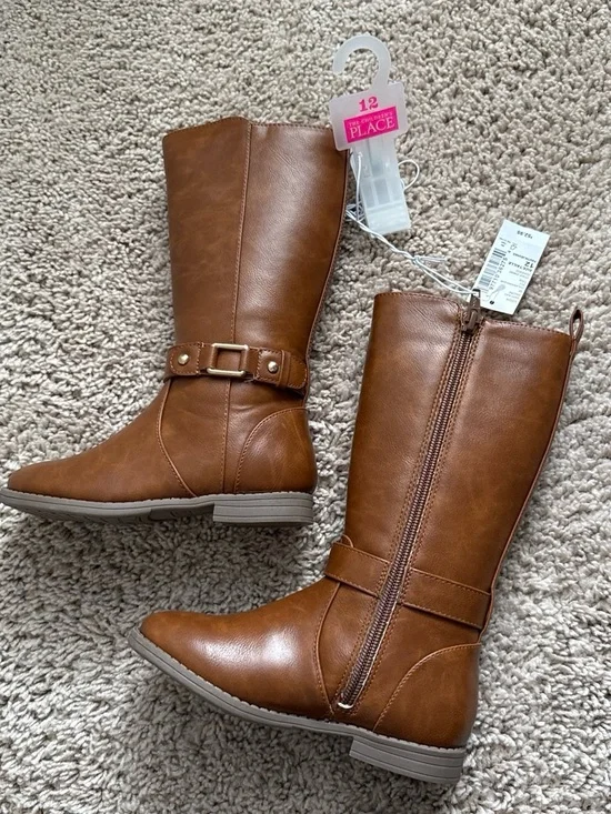 The Children's Place Girls' Brown Tall Buckle Riding Boots
