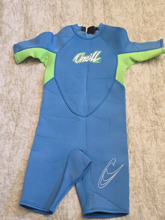 O'Neill Bright Blue & Lime Shorty Neoprene Wetsuit