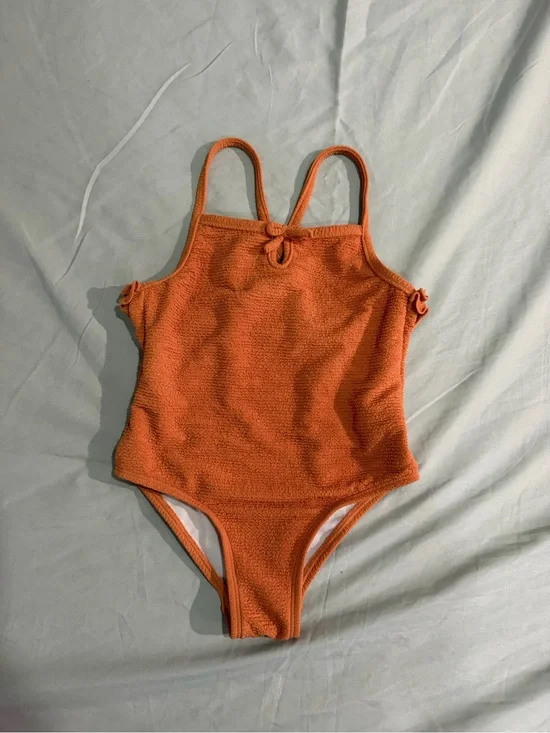 Textured Orange One-Piece Swimsuit