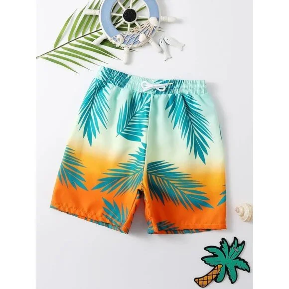 NEW SHIEN Boys Tropical‎ Print Beach Shorts Size 140