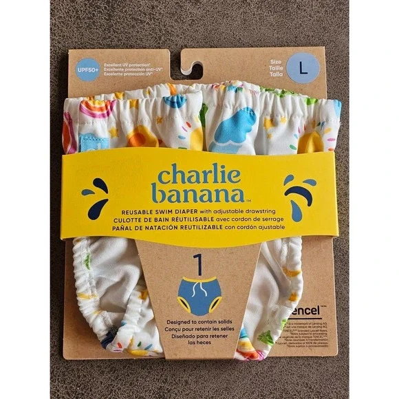 Charlie Banana Swim Diaper Large (22-34lbs) Reusable Hello‎ Sunshine NEW