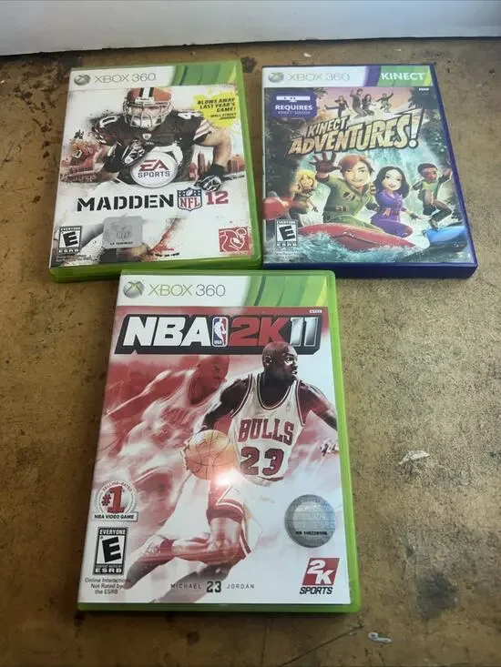 3 Game Xbox 360 Bundle NBA 2k11 Kinect Sports Madden 12
