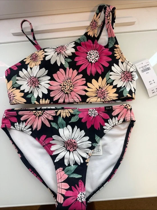abercrombie kids Black Floral Two-Piece Swimsuit