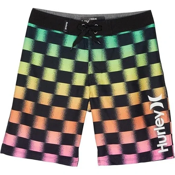 Hurley Crystal Cove Board Shorts Boys 20 Black Drawstring Waist Swimwear JDM1088