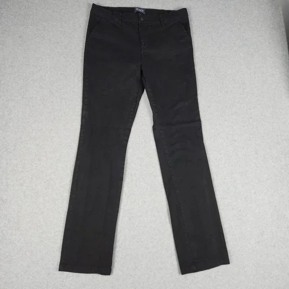 The Children's Place Pants Kids 16 Black Cotton Stretch Comfort Straight Leg