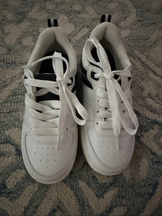 The Children's Place White and Navy Lace-Up Kids Sneakers