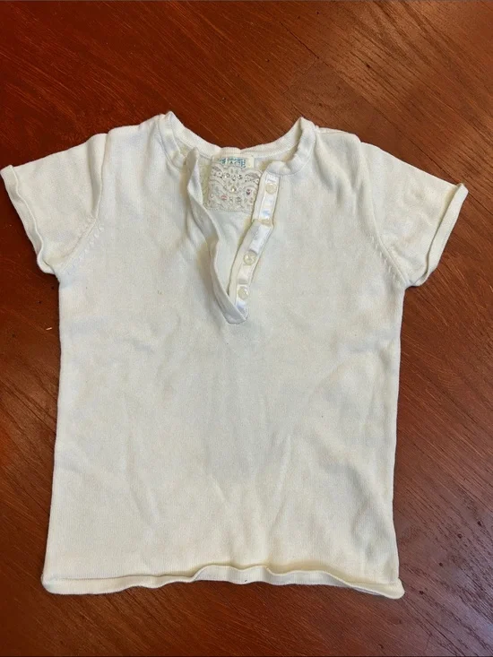 The Children's Place Cream Short Sleeve Henley Top