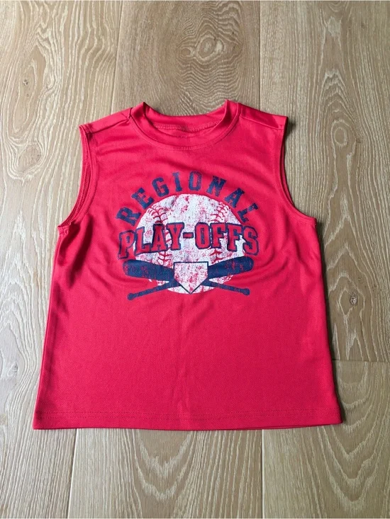 The Children's Place Boys Size 5/6 Red Baseball Graphic Sleeveless T-Shirt