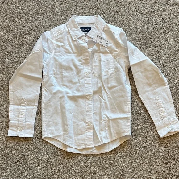 The Children's Place White Boys Long-Sleeve Button-Down Shirt size 5/6 NEW